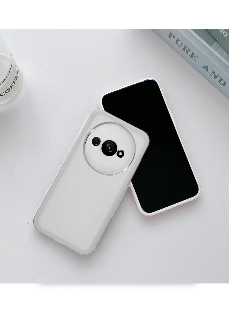 دبليو تيك حافظة لهاتف Xiaomi Redmi A3 4G 2024 بيضاء ناعمة وشفافة من السيليكون TPU ورفيعة للغاية ومطلية بإطار كاميرا وخلفية  - Image 2