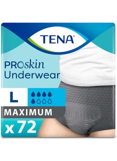Tena TENA ProSkin Large Gray Adult Male Moderate Absorbency Protective Disposable Underwear, 72 Count 