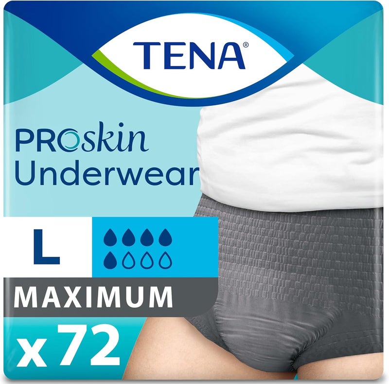 Tena TENA ProSkin Large Gray Adult Male Moderate Absorbency Protective Disposable Underwear, 72 Count 