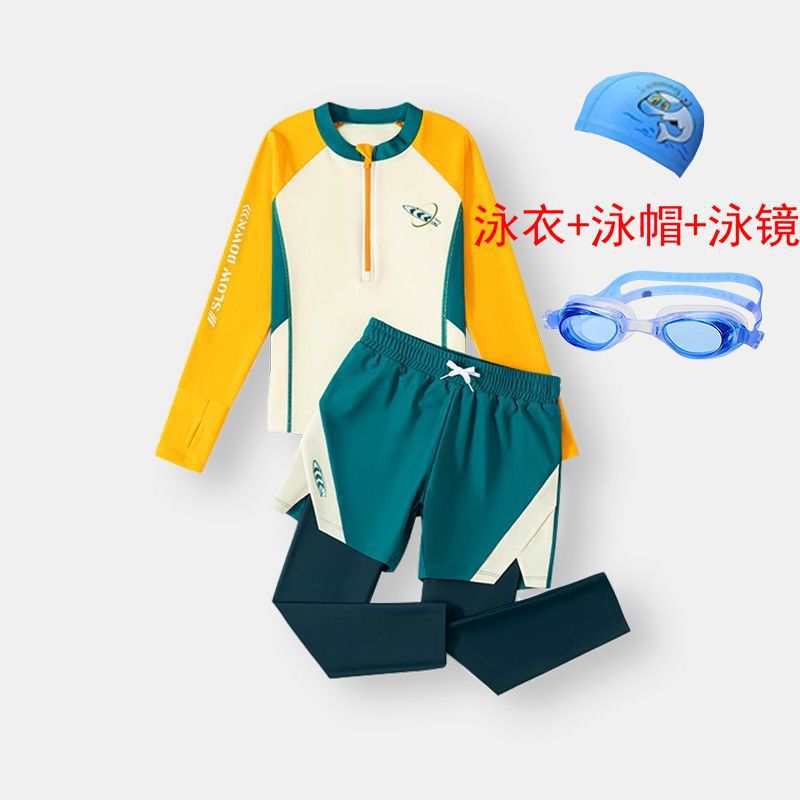 Medium And Large Children'S Slim Long-Sleeved Split Swimsuit Set Super Fairy Hollow Kindergarten Summer Sports Swimsuit Three-Piece Set - Image 1