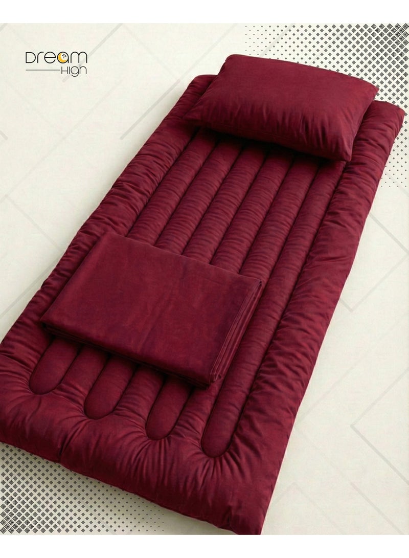 High Comfortable Sleeping Mattress with Bed Sheet and Pillow Cover - Red
