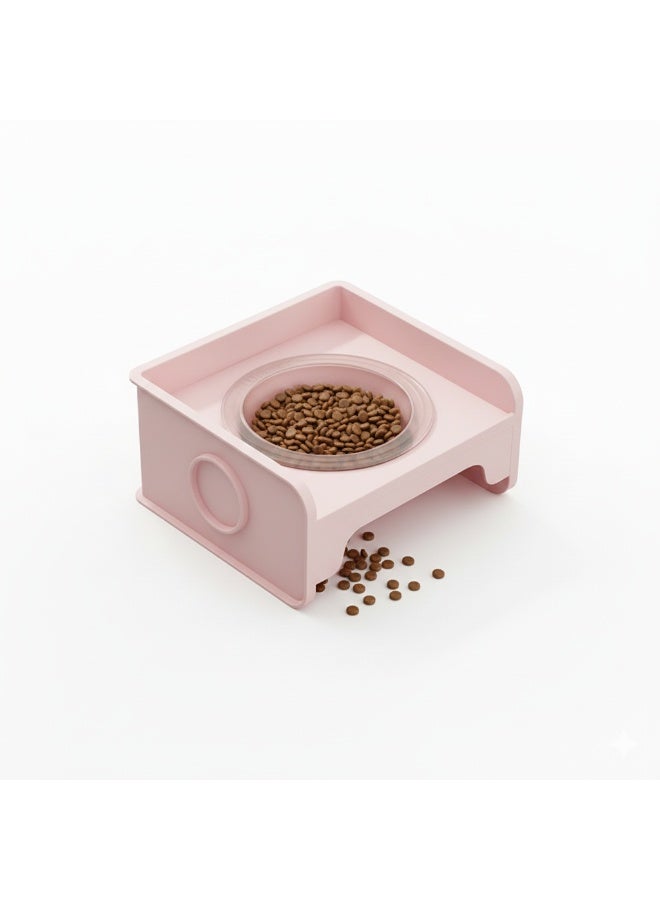 EPET Elevated Pet Bowl for Cats & Small Dogs - Raised Ceramic Food Water Dish - Modern Anti-Vomit Design Ergonomic Feeder Stand (Pink) - Image 1