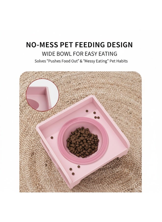 EPET Elevated Pet Bowl for Cats & Small Dogs - Raised Ceramic Food Water Dish - Modern Anti-Vomit Design Ergonomic Feeder Stand (Pink) - Image 3