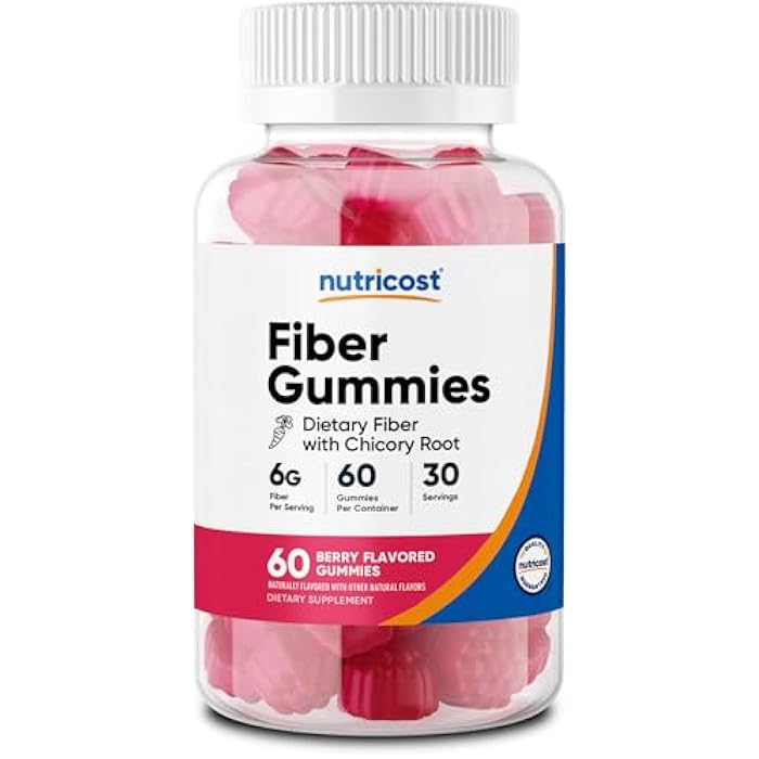 Nutricost Fiber Gummies (Berry Flavored) 60 Gummies - Dietary Fiber Supplement with Chicory Root, 6g per Serving, Vegan, 30 Servings - Image 1