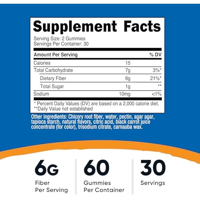 Nutricost Fiber Gummies (Berry Flavored) 60 Gummies - Dietary Fiber Supplement with Chicory Root, 6g per Serving, Vegan, 30 Servings - Image 2