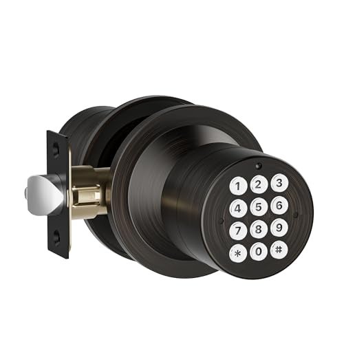 HIDALIFE Keyless Entry Lock with Code, Digital Door Knob with Keypad for Bedroom Front Door Garage Home Apartment, Oil Rubbed Bronze - Image 1