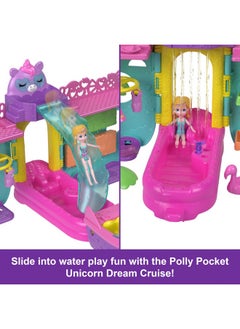 Polly Pocket Portable Boat Playset With Water Play & Color-Change Accessories, Unicorn Dream Cruise Includes 1 Doll & 23 Total Pieces  - Image 3