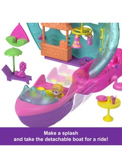 Polly Pocket Portable Boat Playset With Water Play & Color-Change Accessories, Unicorn Dream Cruise Includes 1 Doll & 23 Total Pieces  - Image 5