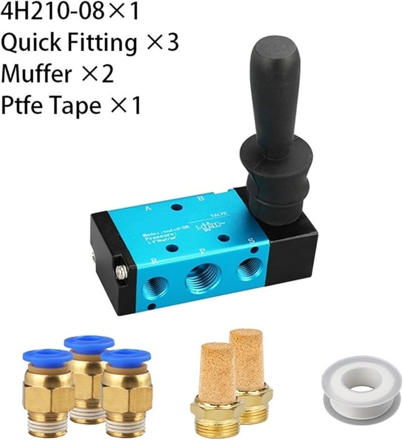 Laize 4H210 08 5 2 Way Pneumatic Air Valve Manual Hand Lever Operated With 8mm Fitting - Image 3