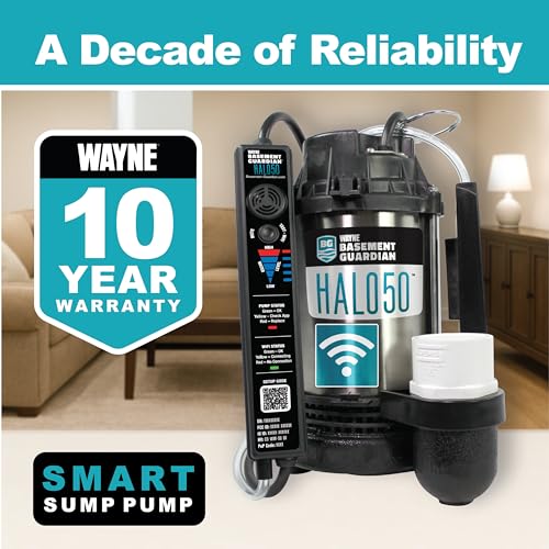 WAYNE HALO50 Smart Sump Pump – ½ HP Stainless Steel Basement Protection Pump, Up to 5,100 GPH – Digitally Connected Flood Protection with App Monitoring – Quiet Operation - Image 4