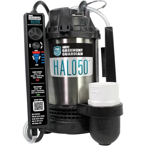 WAYNE HALO50 Smart Sump Pump – ½ HP Stainless Steel Basement Protection Pump, Up to 5,100 GPH – Digitally Connected Flood Protection with App Monitoring – Quiet Operation - Image 1