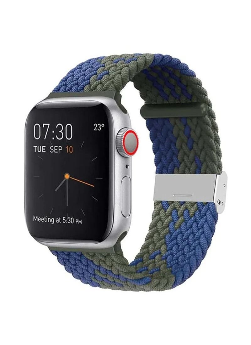 TWEGGON - Watch Band Compatible with 42mm(Series 10)/41mm/40mm/38mm Adjustable Braided Apple Watch Strap for All Series Blue/Green - Image 1