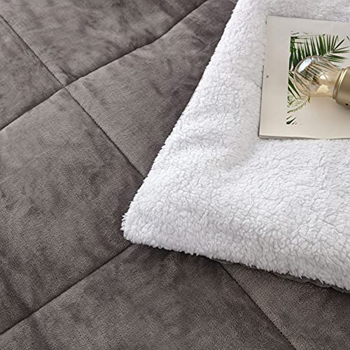 Seward Park Ultra Soft Sherpa Comforter Set Full Queen, Fall Winter All Season Down Alternative Bedding Sets Grey 3 Piece (1 Comforter and 2 Pillow Shams) - Image 4