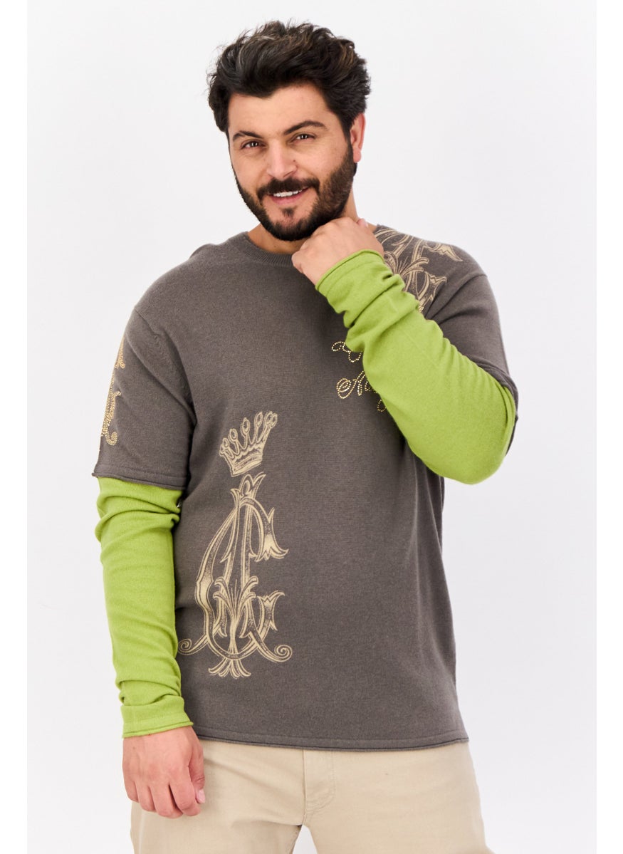 CHRISTIAN AUDIGIER Men Round Neck Embellished Sweater, Multicolor  - Image 1