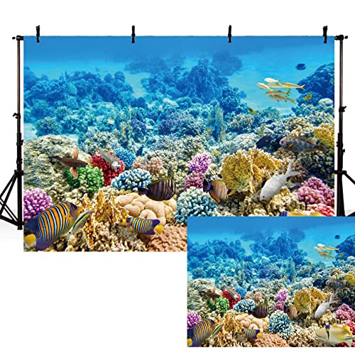 Eainb 7x5FT Under The Sea Backdrop for Photography Kids Girl Boy Birthday Party Fairyland Background for Wall Decors Party Banner Colorful Under The Sea Marine Life Coral Reef Photo Studio Props - Image 4