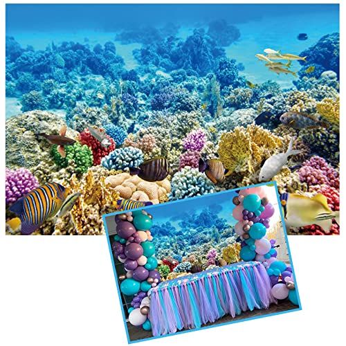 Eainb 7x5FT Under The Sea Backdrop for Photography Kids Girl Boy Birthday Party Fairyland Background for Wall Decors Party Banner Colorful Under The Sea Marine Life Coral Reef Photo Studio Props - Image 1