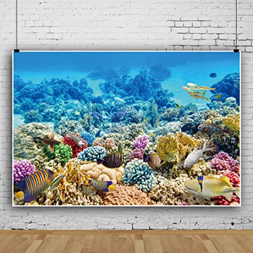 Eainb 7x5FT Under The Sea Backdrop for Photography Kids Girl Boy Birthday Party Fairyland Background for Wall Decors Party Banner Colorful Under The Sea Marine Life Coral Reef Photo Studio Props - Image 5