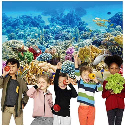Eainb 7x5FT Under The Sea Backdrop for Photography Kids Girl Boy Birthday Party Fairyland Background for Wall Decors Party Banner Colorful Under The Sea Marine Life Coral Reef Photo Studio Props - Image 2