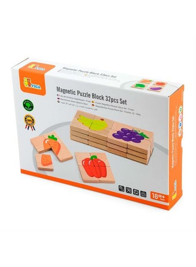 Viga Magnetic Puzzle Block  - 32Pcs Set Fruits - Image 2