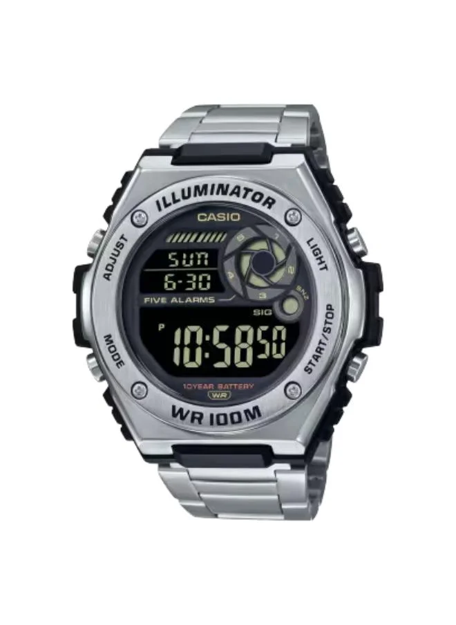 CASIO Men's Digital Display Watch With Silver Resin Strap - MWD-100HD-1BVDF