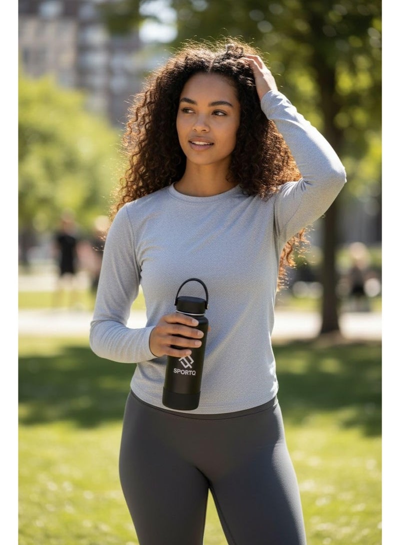 سبورت كيو زجاجة ماء حرارية SportQ®️سعة 1000 مل من ستانلس ستيل SUS304 – يحفظ السخونة 6 ساعات والبرودة 12 ساعة – مانعة للتسريب مع يد حمل قوية – مناسبة للجيم والرحلات والمدرسة(SetGo Bottel) - Image 3