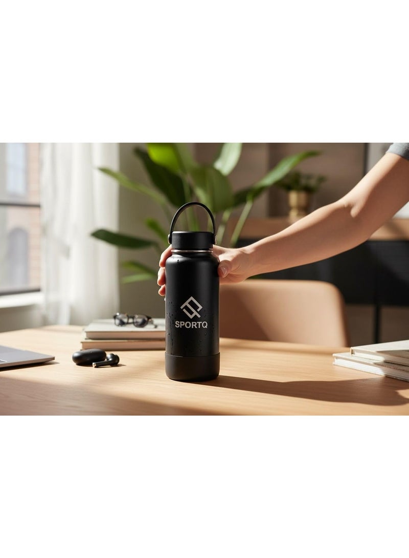 سبورت كيو زجاجة ماء حرارية SportQ®️سعة 1000 مل من ستانلس ستيل SUS304 – يحفظ السخونة 6 ساعات والبرودة 12 ساعة – مانعة للتسريب مع يد حمل قوية – مناسبة للجيم والرحلات والمدرسة(SetGo Bottel) - Image 4