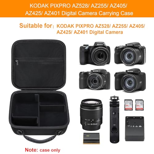 Elonbo Carrying Case for KODAK PIXPRO AZ528/ AZ255/ AZ405/ AZ425/ AZ401 Digital Camera, Kodak PIXPRO Astro Zoom Vlogging Camera Wide Angle Lens Telephoto Lens Accessories Hard Travel Storage Bag,Black - Image 2