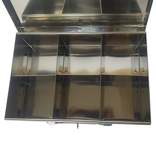 GinoSet Stainless Steel Spice Box, 6 Compartment, Masala Dabba Peti, Utility Container,(Steel)(W-10, H-3, L-7 Inch), Silver - Image 2