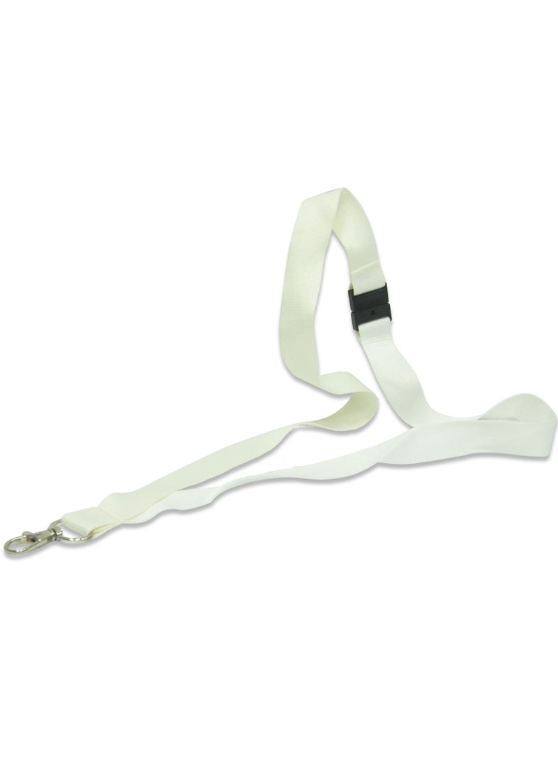 FIS Pack of 50 Pieces Flat Lanyard With Hook And Safety Buckle Badge Holder White - Image 1