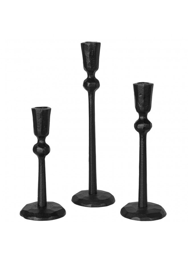 SUJUN Iron Taper Candle Holder - Set of 3 Decorative Candle Stand, Candlestick Holder for Wedding, Dinning, Party - Image 1