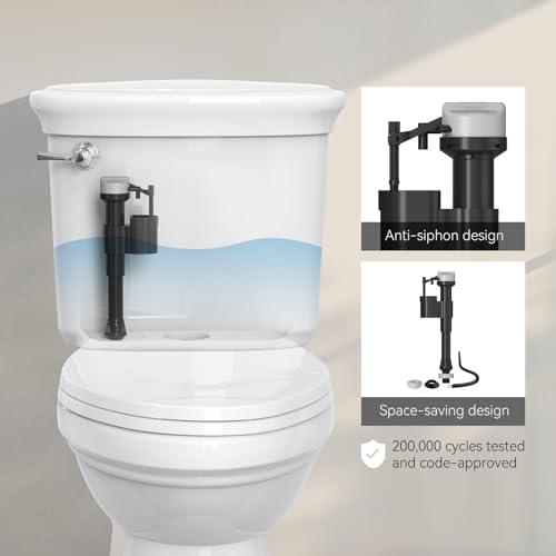 RT R&T A1250L Toilet Fill Valve Toilet Tank Parts Replacement Universal Toilet Repair Kit Inside Tank Quiet Fill Anti-Siphon - Image 3