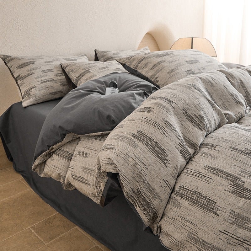 100% Cotton Three-Layer Yarn-Dyed Bedding Set - Luxurious Retro Style