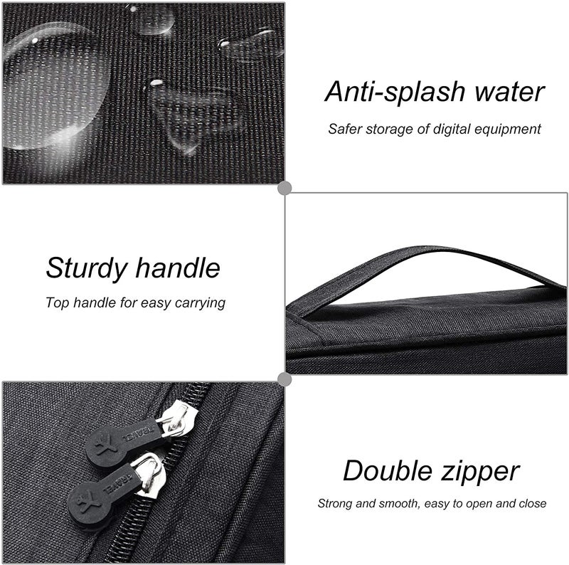 Handcuffs Travel Organiser for Electronic Accessories | Flexible Padded Dividers| Waterproof Foam Padding for Cables Chargers Hard Disk and Power Bank (Black) - Image 4