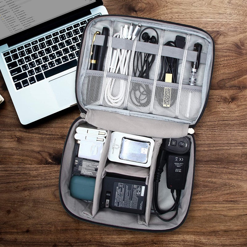 Handcuffs Travel Organiser for Electronic Accessories | Flexible Padded Dividers| Waterproof Foam Padding for Cables Chargers Hard Disk and Power Bank (Black) - Image 5
