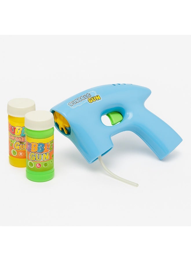 Rally Bubble Gun Toy for Kids with 2 Bubble Solution Bottles – Safe Blue Plastic Design for Outdoor Fun - Image 1