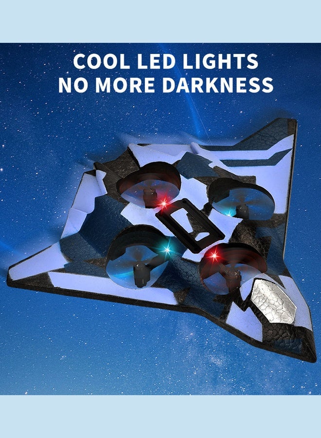 HaHaHai Jet Fighter Stunt RC Airplane Toys Ready To Fly 2.4GHz 6CH EPP Drone Remote Control Helicopter Toy 4 Motor Helicopters Adult Plane with Function Gravity Sensing Stunt Roll Cool Light, Drone Plane for Kids & Beginners, Stable Flight, Durable EPP Foam Body - Image 4