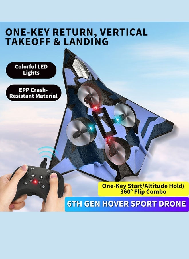 HaHaHai Jet Fighter Stunt RC Airplane Toys Ready To Fly 2.4GHz 6CH EPP Drone Remote Control Helicopter Toy 4 Motor Helicopters Adult Plane with Function Gravity Sensing Stunt Roll Cool Light, Drone Plane for Kids & Beginners, Stable Flight, Durable EPP Foam Body - Image 2