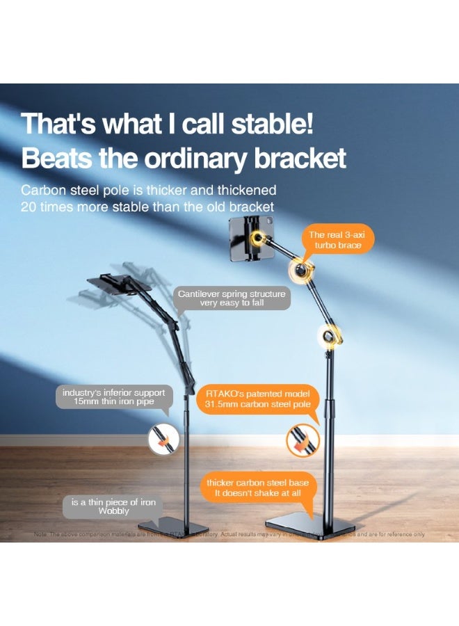 روتاكو حامل الهاتف/التابلت RTAKO LD057 أرضي قابل للدوران 360 درجة مع قفل ذاتي (1.8 متر، نسخة قابلة للتمديد) - ارتفاع 1.8 متر - Image 5