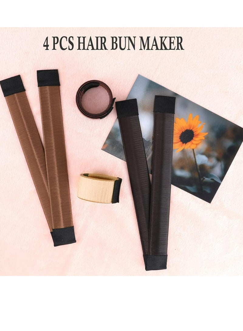 4 Piece Hair Bun Maker for Women DIY Girls French Hair Bun Snap Roll Bun Tool Twist Donut Bun Hairstyle - Hair Bun Maker for Long Hair - Image 4