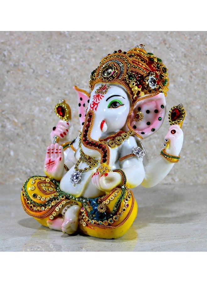 ESPLANADE ESPLANADE Resin Ganesha Ganesh Ganapati Murti Idol Statue Sculpture - Multi-Colour - 9" Inches  - Image 2