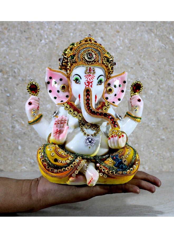 ESPLANADE ESPLANADE Resin Ganesha Ganesh Ganapati Murti Idol Statue Sculpture - Multi-Colour - 9" Inches  - Image 4