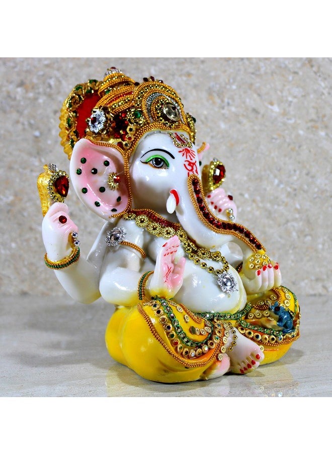 ESPLANADE ESPLANADE Resin Ganesha Ganesh Ganapati Murti Idol Statue Sculpture - Multi-Colour - 9" Inches  - Image 3