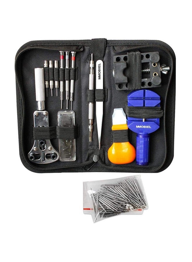 MMOBIEL 144 PCS Professional Watch Repair Tool Kit Incl Spring Pin Bars and Back Case Opener Screw Wrench in Nylon Bag - Image 1