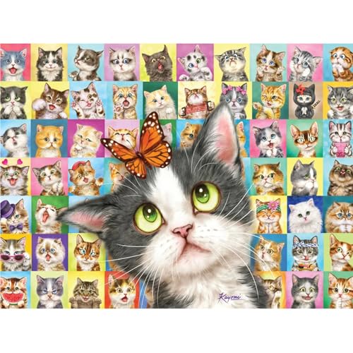 Bits and Pieces 300 Piece Puzzles for Adults 300 Large Pieces 18 x 24 Jigsaw Puzzles Cats Kitten No 2 Pieces Alike Cat Collage - Image 5