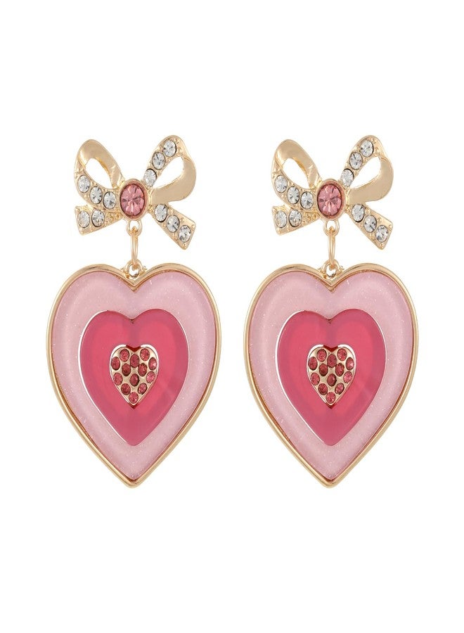 Madison Tyler Valentines Earrings for Women | Pink Red Heart Shaped Champagne Earrings | Fun Cute Love Earrings for Women | Valentines Wedding Birthday Mother's Day Jewelry Gift, Zinc, Rhinestone - Image 1