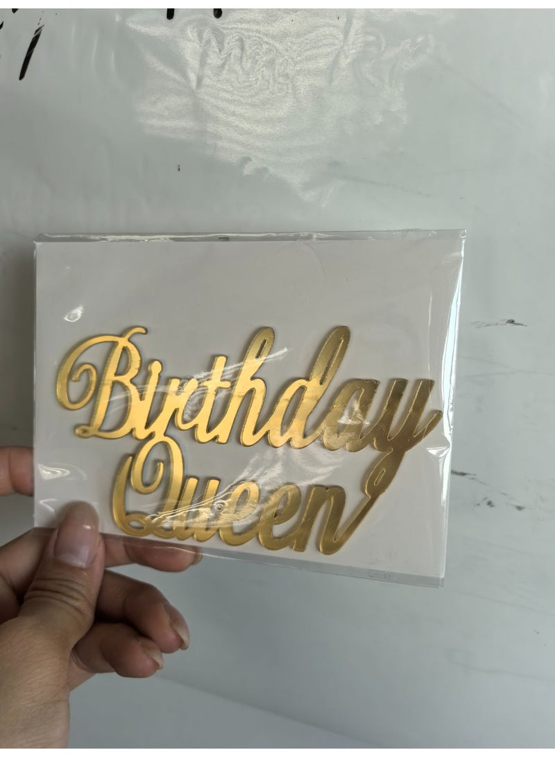 Happy Birthday Cake Topper Gold Acrylic Birthday Queen Cake Dessert Decorations Birthday Side Topper Holiday and Party Supplies for Birthday Party - Image 4