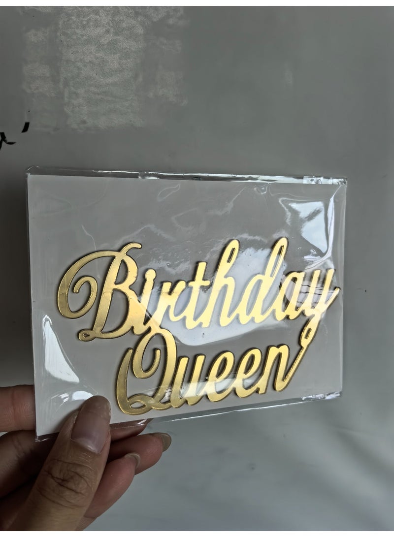 Happy Birthday Cake Topper Gold Acrylic Birthday Queen Cake Dessert Decorations Birthday Side Topper Holiday and Party Supplies for Birthday Party - Image 3