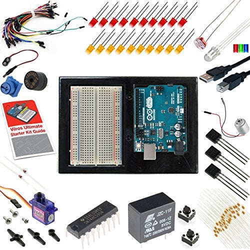 Vilros Arduino Uno Starter Kit - Includes Arduino Uno R3 Board, 190+ Electronics Components, Breadboard, Jumper Wires, DC Motor, Servo, Relay, Full-Color 72 Page Manual [190+ Pieces] - Image 1