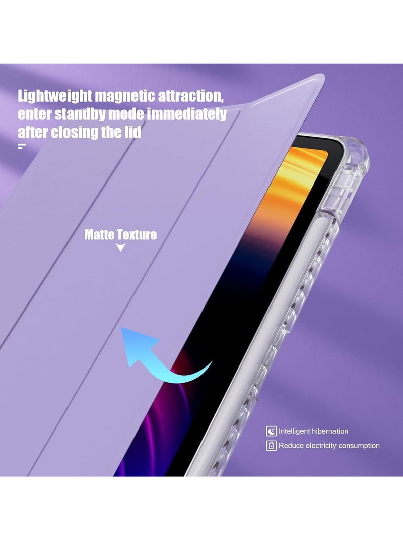 iPad Air 13 2024 Case, Smart Slim Folio Stand Auto Sleep/Wake Cover, with Pencil Slot, Transparent Clear Back Cover in Purple  - Image 2
