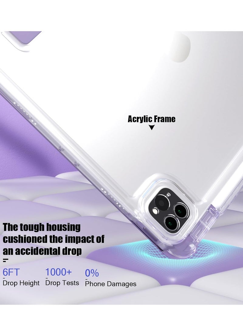 iPad Air 13 2024 Case, Smart Slim Folio Stand Auto Sleep/Wake Cover, with Pencil Slot, Transparent Clear Back Cover in Purple  - Image 3